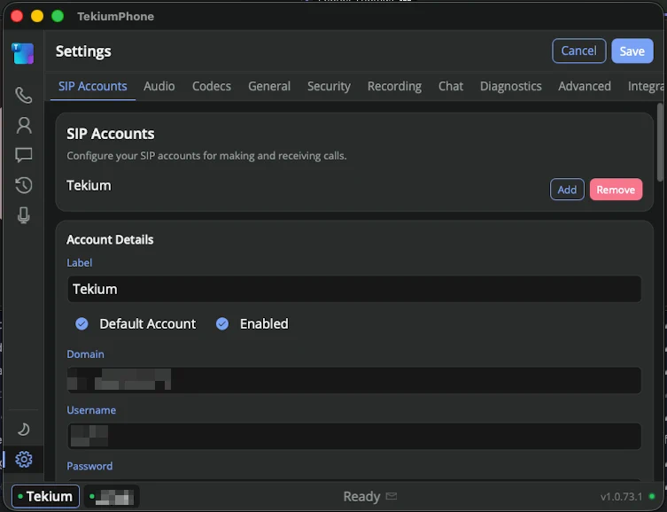 SIP accounts
